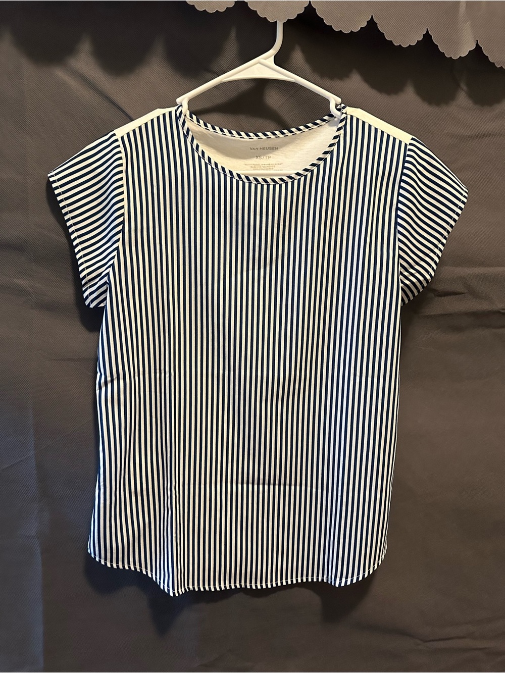 Van Heusen Navy and White Striped Short Sleeve Tee